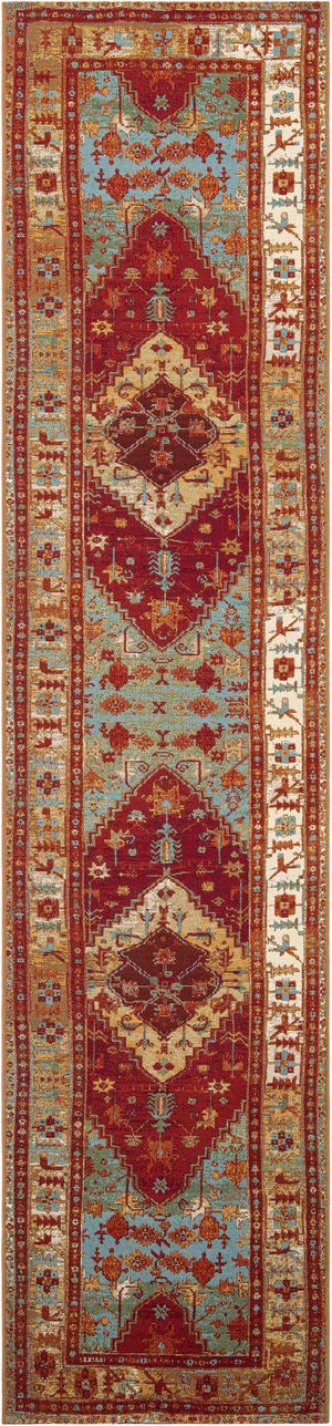 Red Green Blue 2' 7 x 12' Outdoor Traditional Runner Area Rug Weather Resistant for Patio, Deck, Terrace, Balcony, Porch Classical Design Outside Carpet for Sale at Rug Engine