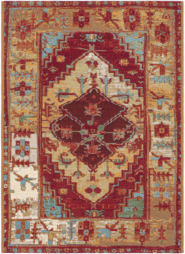 Red Green Blue 2' x 3' 1 Outdoor Traditional Rectangle Area Rug Weather Resistant for Patio, Deck, Terrace, Balcony, Porch Classical Design Outside Carpet for Sale at Rug Engine