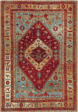 Red Green Blue 4' 1 x 6' 1 Outdoor Traditional Rectangle Area Rug Weather Resistant for Patio, Deck, Terrace, Balcony, Porch Classical Design Outside Carpet for Sale at Rug Engine