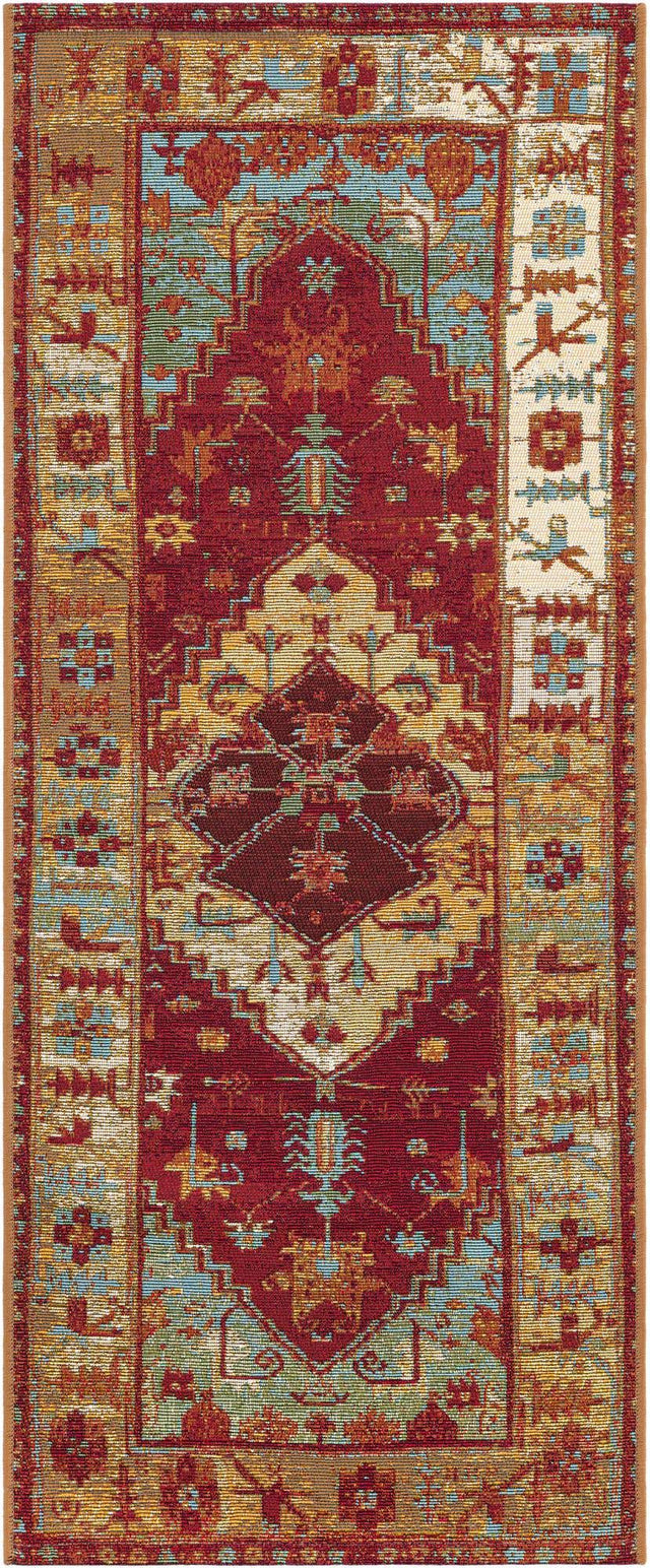 Red Green Blue 2' x 5' 1 Outdoor Traditional Runner Area Rug Weather Resistant for Patio, Deck, Terrace, Balcony, Porch Classical Design Outside Carpet for Sale at Rug Engine