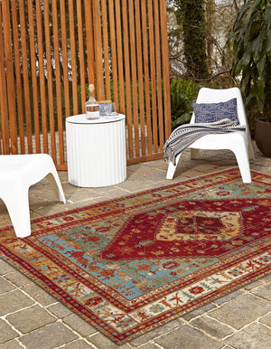 Red Green Blue 9' x 12' Outdoor Traditional Rectangle Rug
