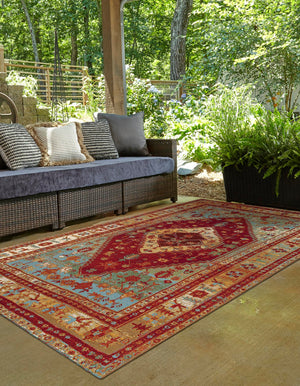 Red Green Blue 2' x 3' 1 Outdoor Traditional Rectangle Area Rug Weather Resistant for Patio, Deck, Terrace, Balcony, Porch Classical Design Outside Carpet for Sale at Rug Engine
