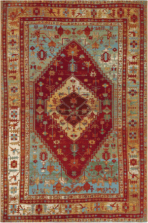 Red Green Blue 5' 3 x 8' Outdoor Traditional Rectangle Area Rug Weather Resistant for Patio, Deck, Terrace, Balcony, Porch Classical Design Outside Carpet for Sale at Rug Engine