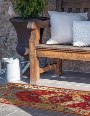 Red Green Blue 2' x 6' 1 Outdoor Traditional Runner Area Rug Weather Resistant for Patio, Deck, Terrace, Balcony, Porch Classical Design Outside Carpet for Sale at Rug Engine