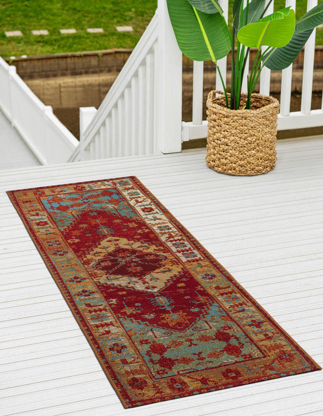 Red Green Blue 2' x 5' 1 Outdoor Traditional Runner Area Rug Weather Resistant for Patio, Deck, Terrace, Balcony, Porch Classical Design Outside Carpet for Sale at Rug Engine