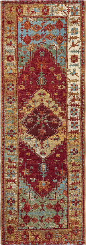 Red Green Blue 2' x 6' 1 Outdoor Traditional Runner Area Rug Weather Resistant for Patio, Deck, Terrace, Balcony, Porch Classical Design Outside Carpet for Sale at Rug Engine