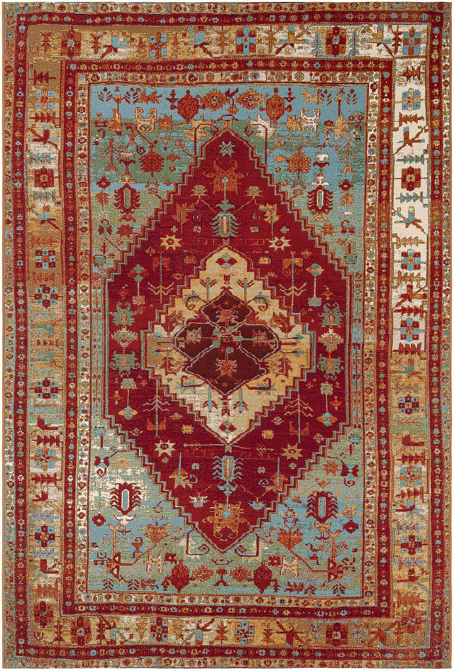 Red Green Blue 6' 1 x 9' Outdoor Traditional Rectangle Area Rug Weather Resistant for Patio, Deck, Terrace, Balcony, Porch Classical Design Outside Carpet for Sale at Rug Engine