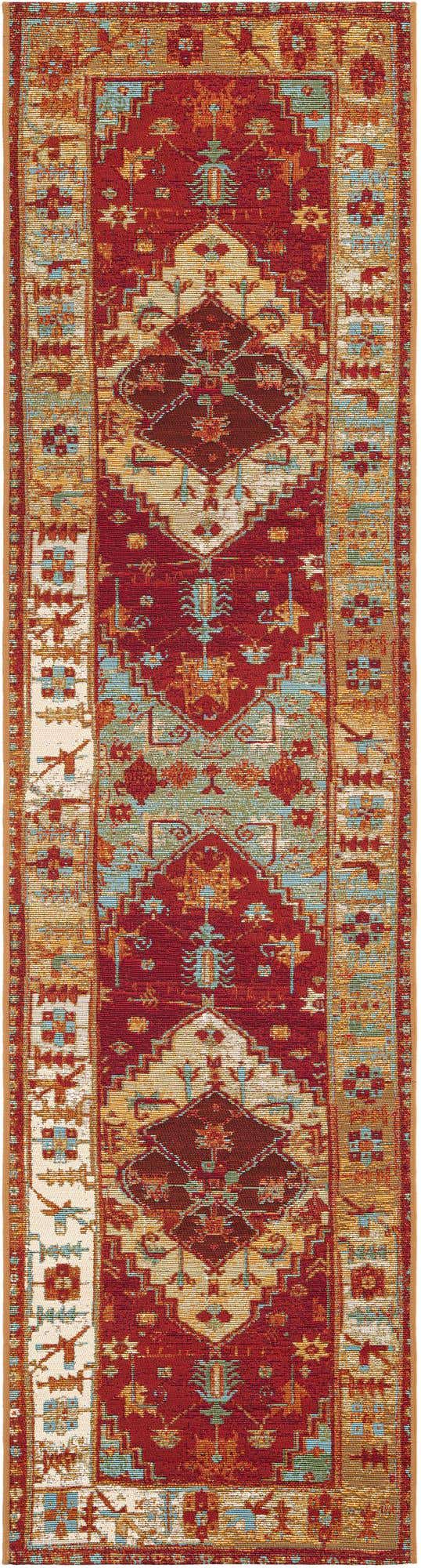 Red Green Blue 2' x 8' Outdoor Traditional Runner Area Rug Weather Resistant for Patio, Deck, Terrace, Balcony, Porch Classical Design Outside Carpet for Sale at Rug Engine