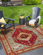 Red Green Blue 7' 10 x 7' 10 Outdoor Traditional Square Area Rug Weather Resistant for Patio, Deck, Terrace, Balcony, Porch Classical Design Outside Carpet for Sale at Rug Engine