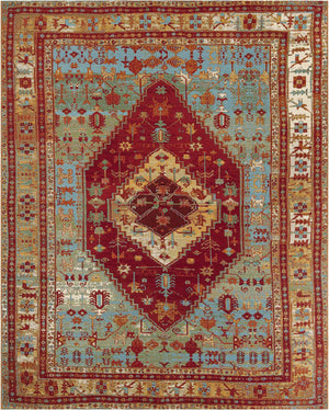Red Green Blue 7' 10 x 10' Outdoor Traditional Rectangle Area Rug Weather Resistant for Patio, Deck, Terrace, Balcony, Porch Classical Design Outside Carpet for Sale at Rug Engine