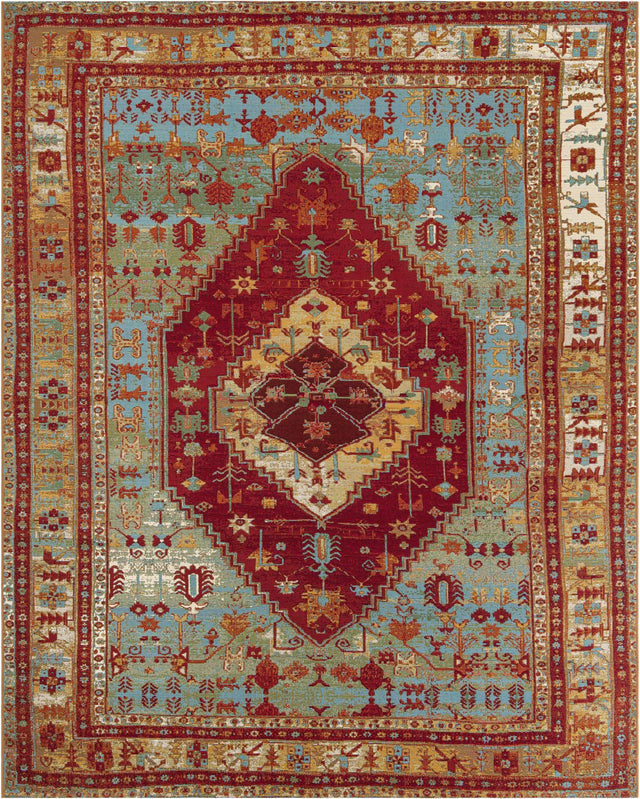 Red Green Blue 7' 10 x 10' Outdoor Traditional Rectangle Area Rug Weather Resistant for Patio, Deck, Terrace, Balcony, Porch Classical Design Outside Carpet for Sale at Rug Engine