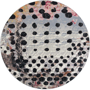 White and Black 10' x 10' Outdoor Modern Round Rug