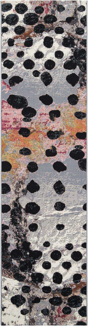 White and Black 2' 7 x 10' Outdoor Modern Runner Area Rug Weather Resistant for Patio, Deck, Terrace, Balcony, Porch 100% Polypropylene Modern Outside Carpet for Sale at Rug Engine