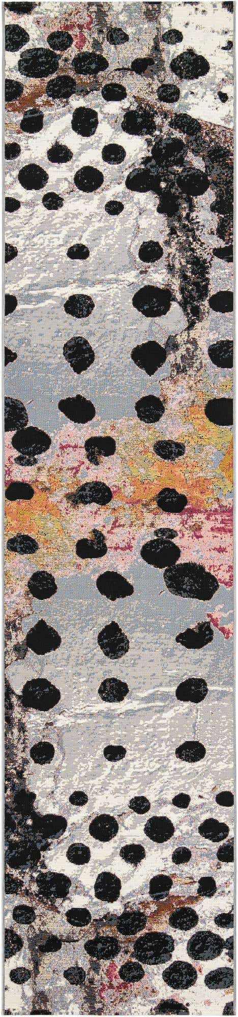 White and Black 2' 7 x 12' Outdoor Modern Runner Area Rug Weather Resistant for Patio, Deck, Terrace, Balcony, Porch