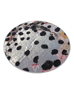White and Black 3' 1 x 3' 1 Outdoor Modern Round Area Rug Weather Resistant for Patio, Deck, Terrace, Balcony, Porch 100% Polypropylene Modern Outside Carpet for Sale at Rug Engine