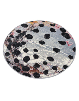 White and Black 3' 1 x 3' 1 Outdoor Modern Round Area Rug Weather Resistant for Patio, Deck, Terrace, Balcony, Porch 100% Polypropylene Modern Outside Carpet for Sale at Rug Engine