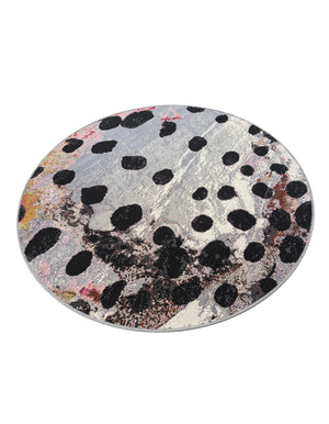 White and Black 4' 1 x 4' 1 Outdoor Modern Round Area Rug Weather Resistant for Patio, Deck, Terrace, Balcony, Porch 100% Polypropylene Modern Outside Carpet for Sale at Rug Engine