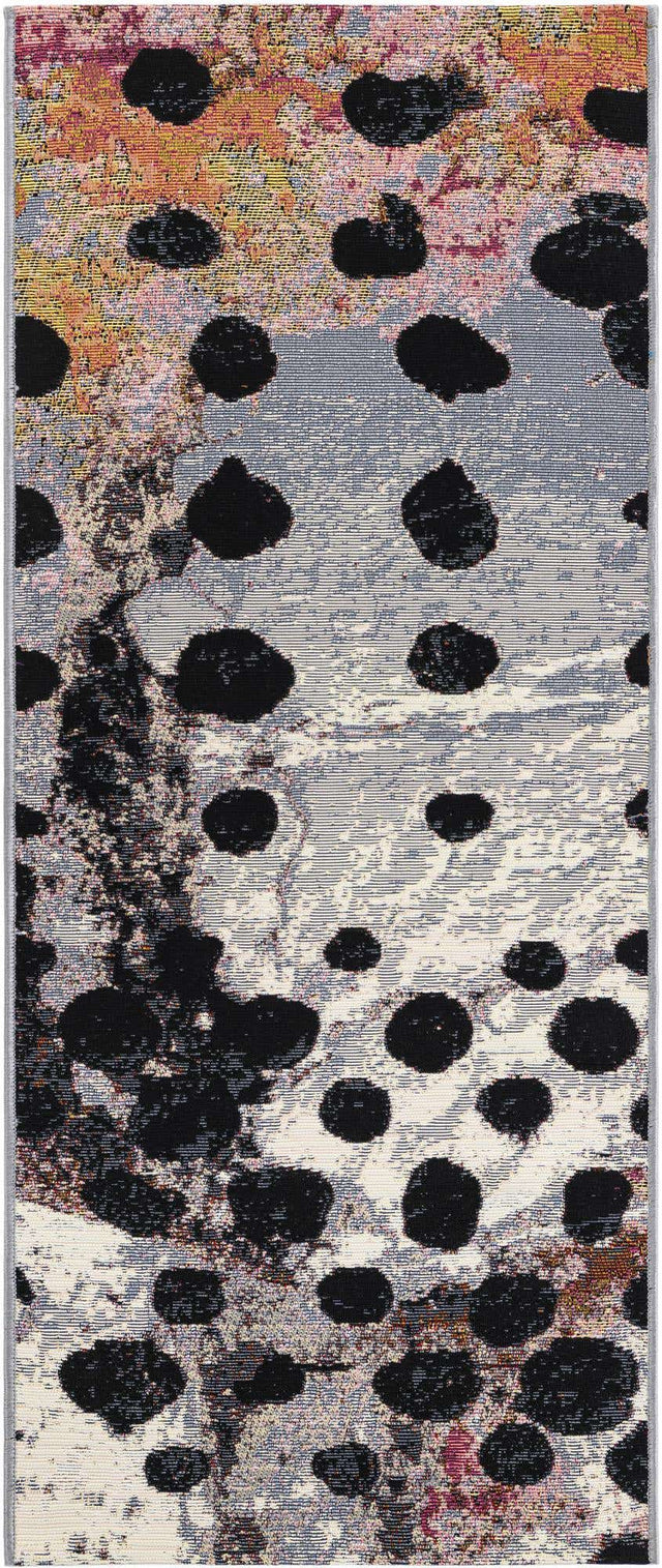 White and Black 2' x 5' 1 Outdoor Modern Runner Area Rug Weather Resistant for Patio, Deck, Terrace, Balcony, Porch 100% Polypropylene Modern Outside Carpet for Sale at Rug Engine
