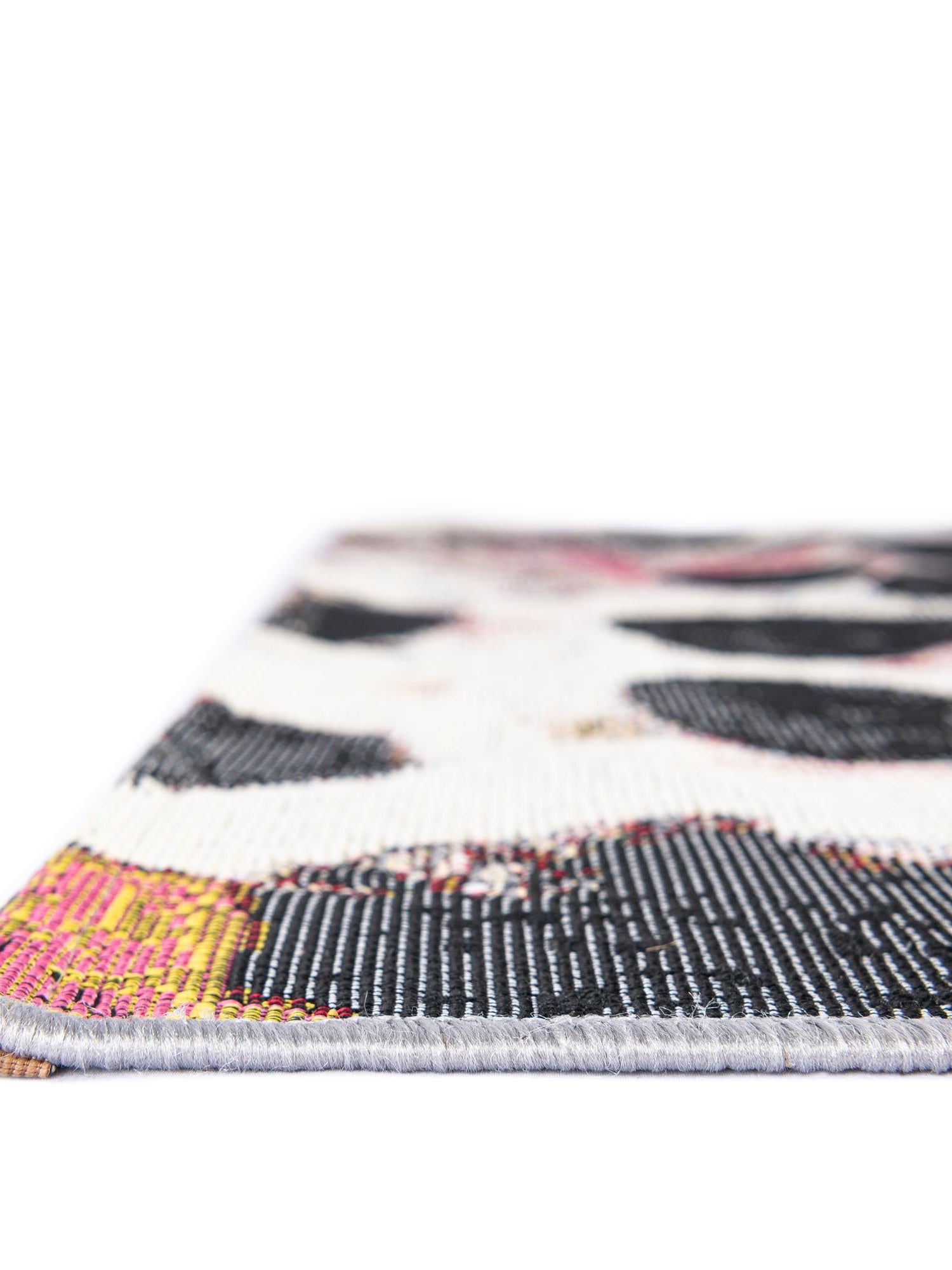 White and Black 6' 1 x 9' Outdoor Modern Rectangle Area Rug Weather Resistant for Patio, Deck, Terrace, Balcony, Porch 100% Polypropylene Modern Outside Carpet for Sale at Rug Engine