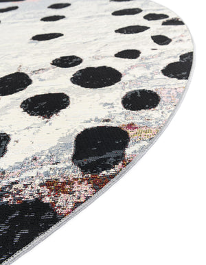 White and Black 3' 1 x 3' 1 Outdoor Modern Round Area Rug Weather Resistant for Patio, Deck, Terrace, Balcony, Porch 100% Polypropylene Modern Outside Carpet for Sale at Rug Engine