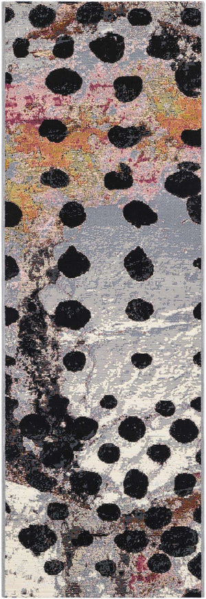 White and Black 2' x 6' 1 Outdoor Modern Runner Rug