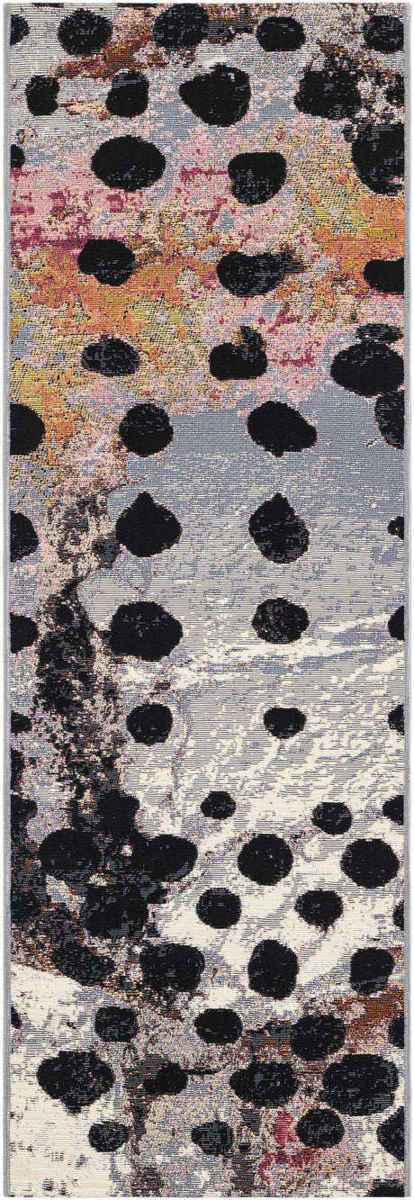 White and Black 2' x 6' 1 Outdoor Modern Runner Rug