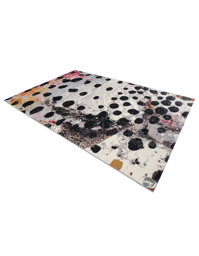 White and Black 6' 1 x 9' Outdoor Modern Rectangle Area Rug Weather Resistant for Patio, Deck, Terrace, Balcony, Porch 100% Polypropylene Modern Outside Carpet for Sale at Rug Engine
