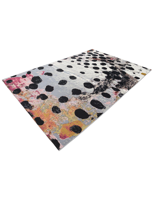 White and Black 6' 1 x 9' Outdoor Modern Rectangle Area Rug Weather Resistant for Patio, Deck, Terrace, Balcony, Porch 100% Polypropylene Modern Outside Carpet for Sale at Rug Engine