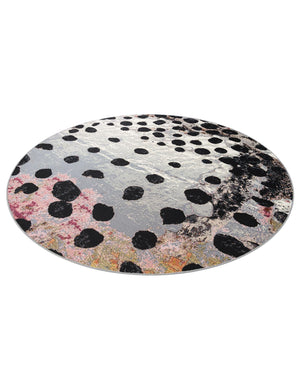White and Black 7' 10 x 7' 10 Outdoor Modern Round Area Rug Weather Resistant for Patio, Deck, Terrace, Balcony, Porch 100% Polypropylene Modern Outside Carpet for Sale at Rug Engine