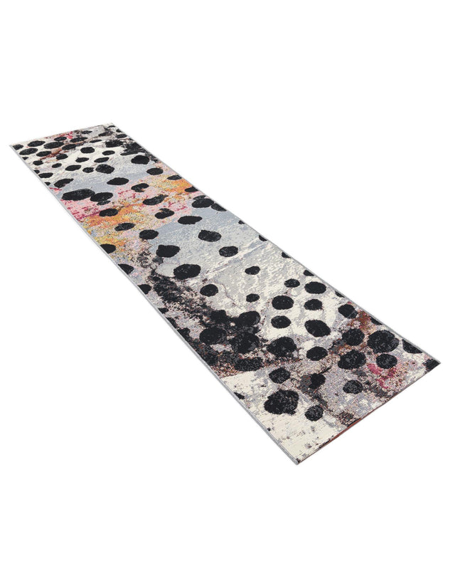 White and Black 2' x 8' Outdoor Modern Runner Area Rug Weather Resistant for Patio, Deck, Terrace, Balcony, Porch 100% Polypropylene Modern Outside Carpet for Sale at Rug Engine