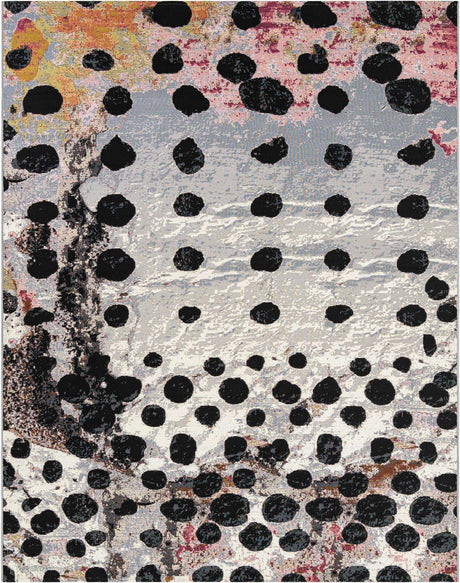 White and Black 8' x 10' Outdoor Modern Rectangle Rug