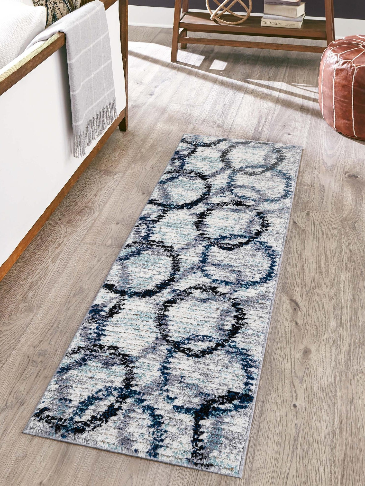 Ivory 2' 7 x 12' Tucson Runner Area Rug 100% Polyester Unique Modern Carpet for Dining Rooms, Living Room, Bedrooms, Office Space for Sale at Rug Engine