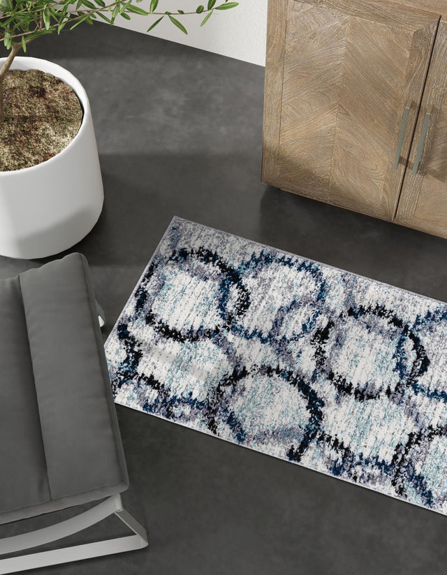 Ivory 2' 7 x 12' Tucson Runner Area Rug 100% Polyester Unique Modern Carpet for Dining Rooms, Living Room, Bedrooms, Office Space for Sale at Rug Engine