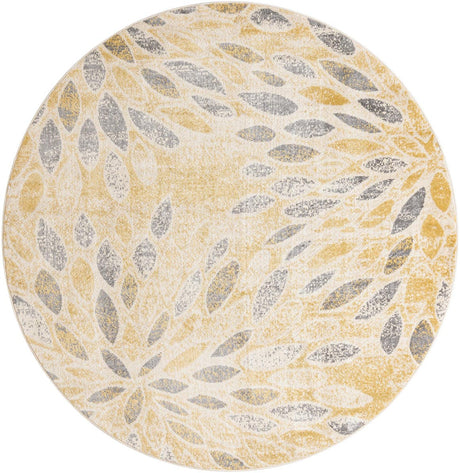 Yellow 8' x 8' Sumter Round Area Rug Contemporary Durable Easy Clean Carpet for Bedrooms, Living Areas, Dining, Office, Dorms for Sale at Rug Engine