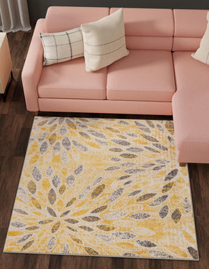 Yellow 6' 1 x 6' 1 Sumter Square Area Rug Contemporary Durable Easy Clean Carpet for Bedrooms, Living Areas, Dining, Office, Dorms for Sale at Rug Engine