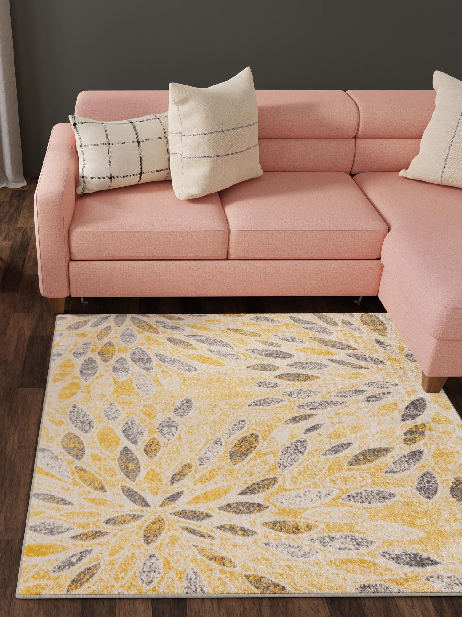 Yellow 6' 1 x 6' 1 Sumter Square Area Rug Contemporary Durable Easy Clean Carpet for Bedrooms, Living Areas, Dining, Office, Dorms for Sale at Rug Engine
