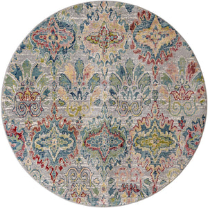 Multicolor 8' x 8' Sumter Round Area Rug Contemporary Durable Easy Clean Carpet for Bedrooms, Living Areas, Dining, Office, Dorms for Sale at Rug Engine