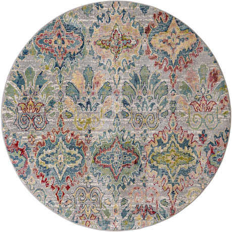 Multicolor 8' x 8' Sumter Round Area Rug Contemporary Durable Easy Clean Carpet for Bedrooms, Living Areas, Dining, Office, Dorms for Sale at Rug Engine