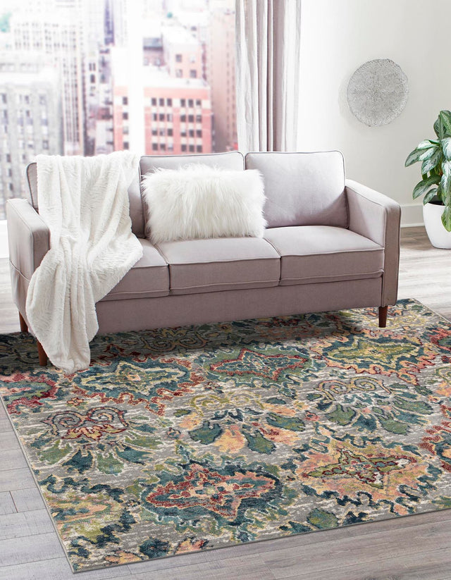 Multicolor 8' x 8' Sumter Square Area Rug Contemporary Durable Easy Clean Carpet for Bedrooms, Living Areas, Dining, Office, Dorms for Sale at Rug Engine