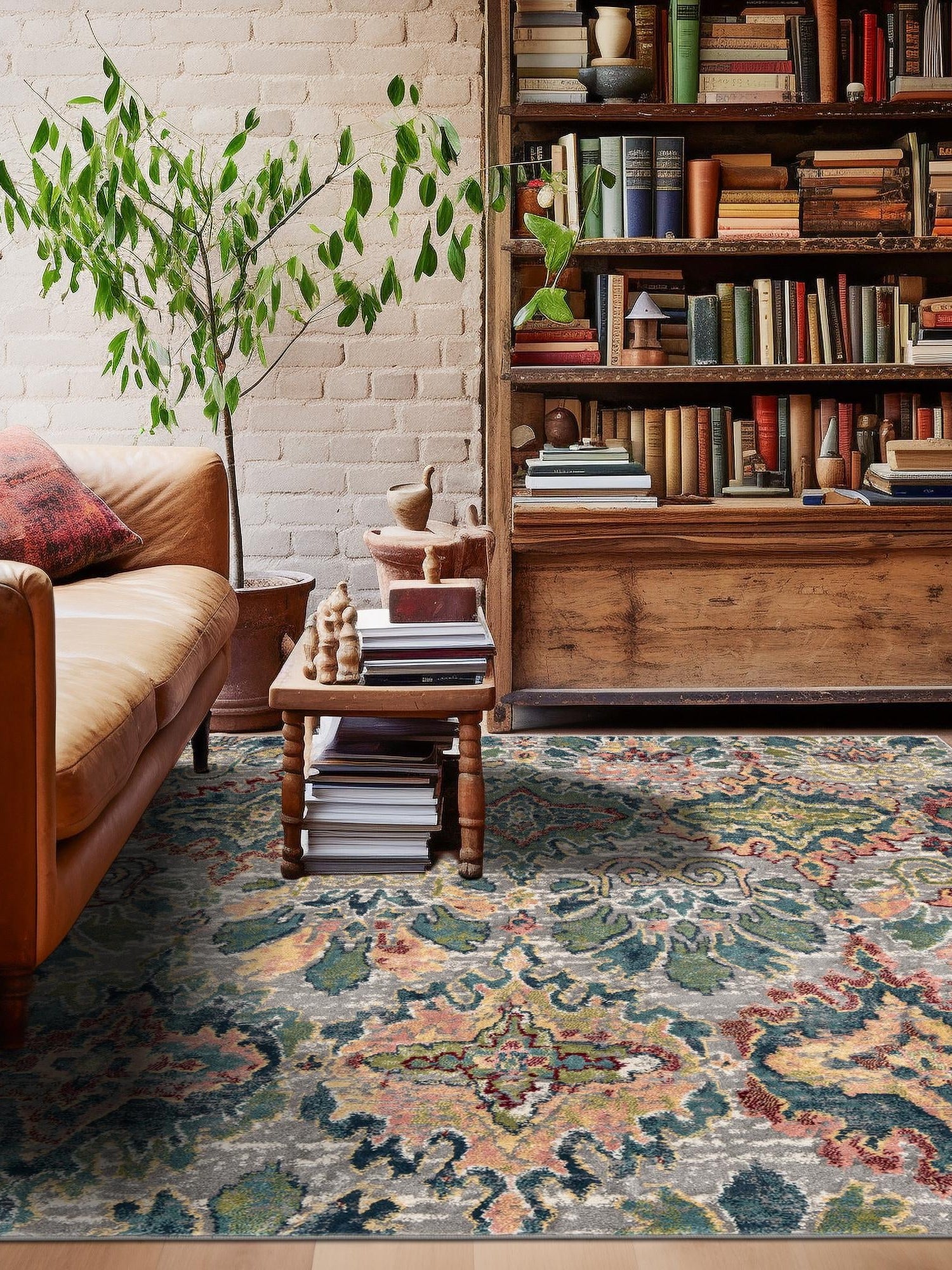 Multicolor 6' 1 x 6' 1 Sumter Square Area Rug Contemporary Durable Easy Clean Carpet for Bedrooms, Living Areas, Dining, Office, Dorms for Sale at Rug Engine