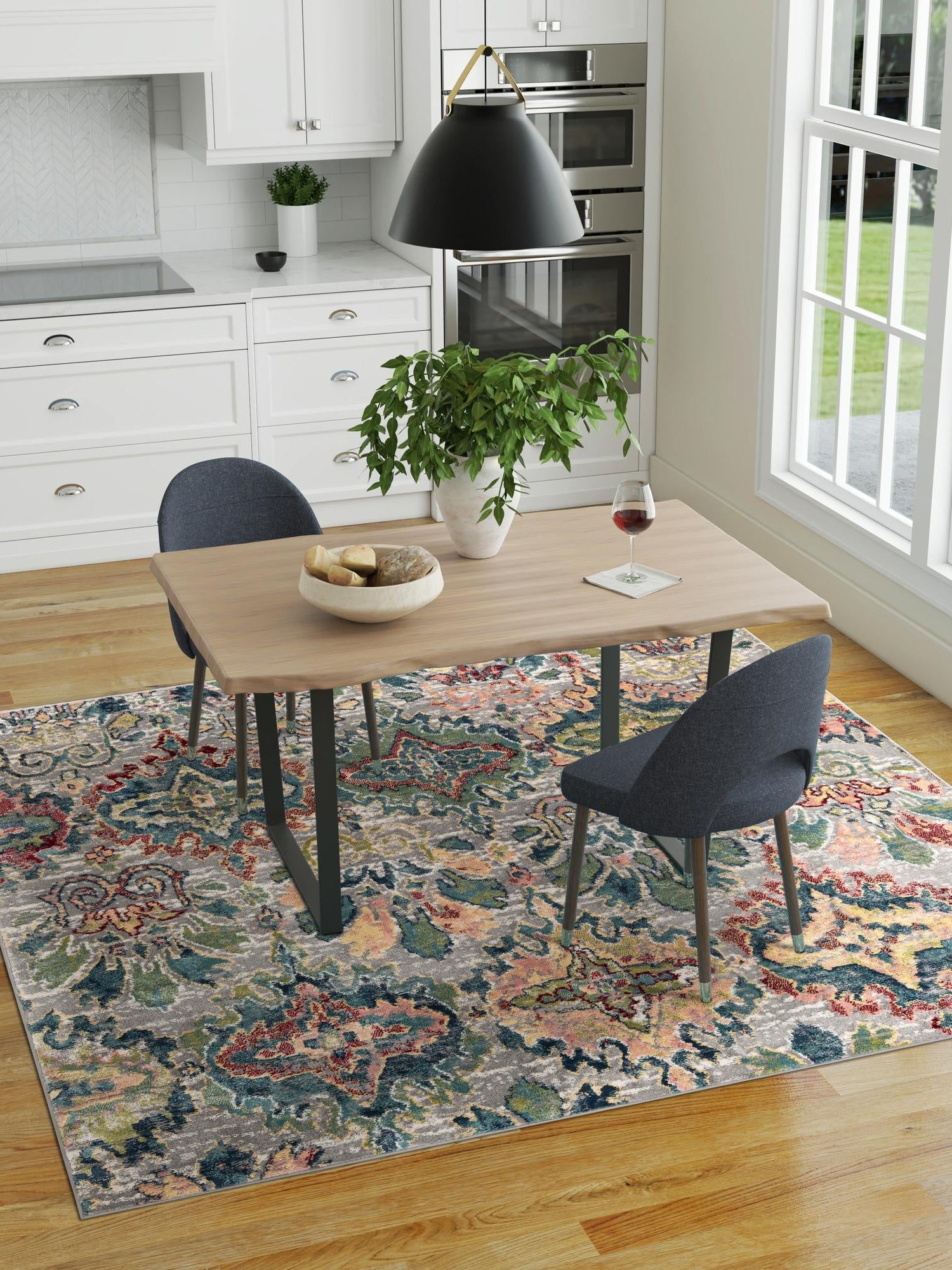 Multicolor 8' x 8' Sumter Square Area Rug Contemporary Durable Easy Clean Carpet for Bedrooms, Living Areas, Dining, Office, Dorms for Sale at Rug Engine
