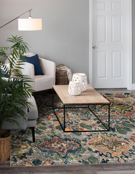 Multicolor 8' x 8' Sumter Square Area Rug Contemporary Durable Easy Clean Carpet for Bedrooms, Living Areas, Dining, Office, Dorms for Sale at Rug Engine