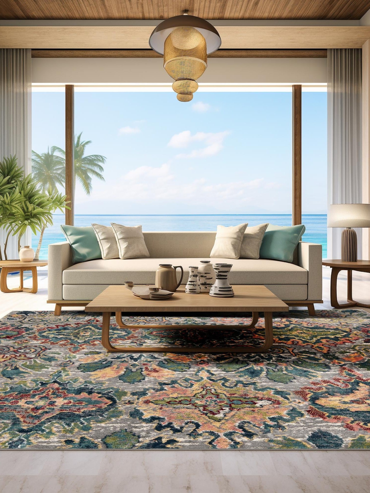 Multicolor 8' x 8' Sumter Square Area Rug Contemporary Durable Easy Clean Carpet for Bedrooms, Living Areas, Dining, Office, Dorms for Sale at Rug Engine