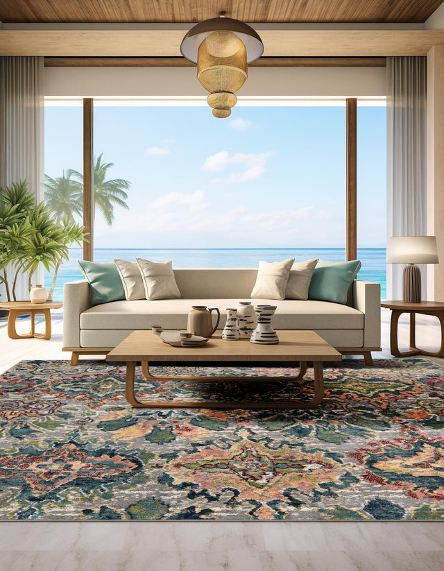 Multicolor 8' x 8' Sumter Square Area Rug Contemporary Durable Easy Clean Carpet for Bedrooms, Living Areas, Dining, Office, Dorms for Sale at Rug Engine