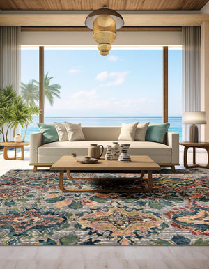 Multicolor 6' 1 x 6' 1 Sumter Square Area Rug Contemporary Durable Easy Clean Carpet for Bedrooms, Living Areas, Dining, Office, Dorms for Sale at Rug Engine