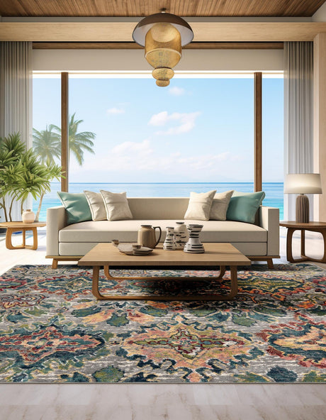 Multicolor 6' 1 x 6' 1 Sumter Square Area Rug Contemporary Durable Easy Clean Carpet for Bedrooms, Living Areas, Dining, Office, Dorms for Sale at Rug Engine