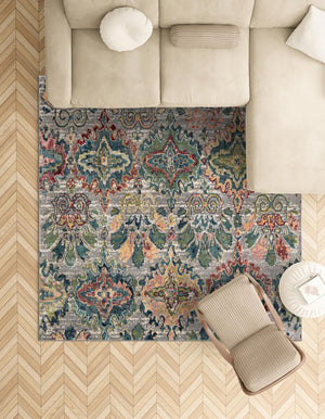 Multicolor 8' x 8' Sumter Square Area Rug Contemporary Durable Easy Clean Carpet for Bedrooms, Living Areas, Dining, Office, Dorms for Sale at Rug Engine