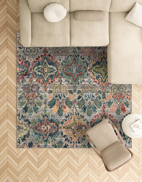 Multicolor 6' 1 x 6' 1 Sumter Square Area Rug Contemporary Durable Easy Clean Carpet for Bedrooms, Living Areas, Dining, Office, Dorms for Sale at Rug Engine