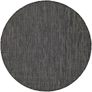 Black 3' 1 x 3' 1 Outdoor Solid Round Rug