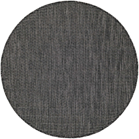 Black 3' 1 x 3' 1 Outdoor Solid Round Rug